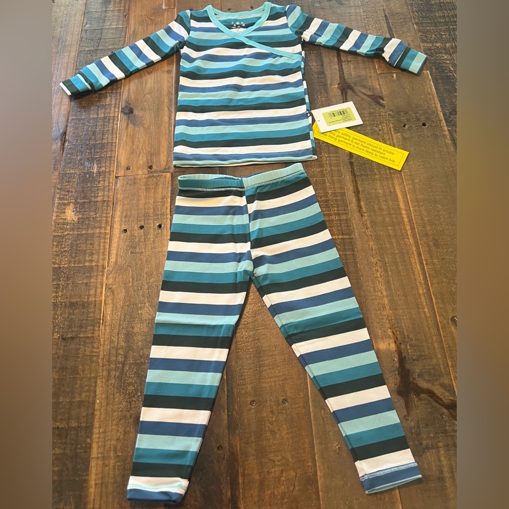 Kickee Pants size 2T striped luxe bamboo pajamas set new